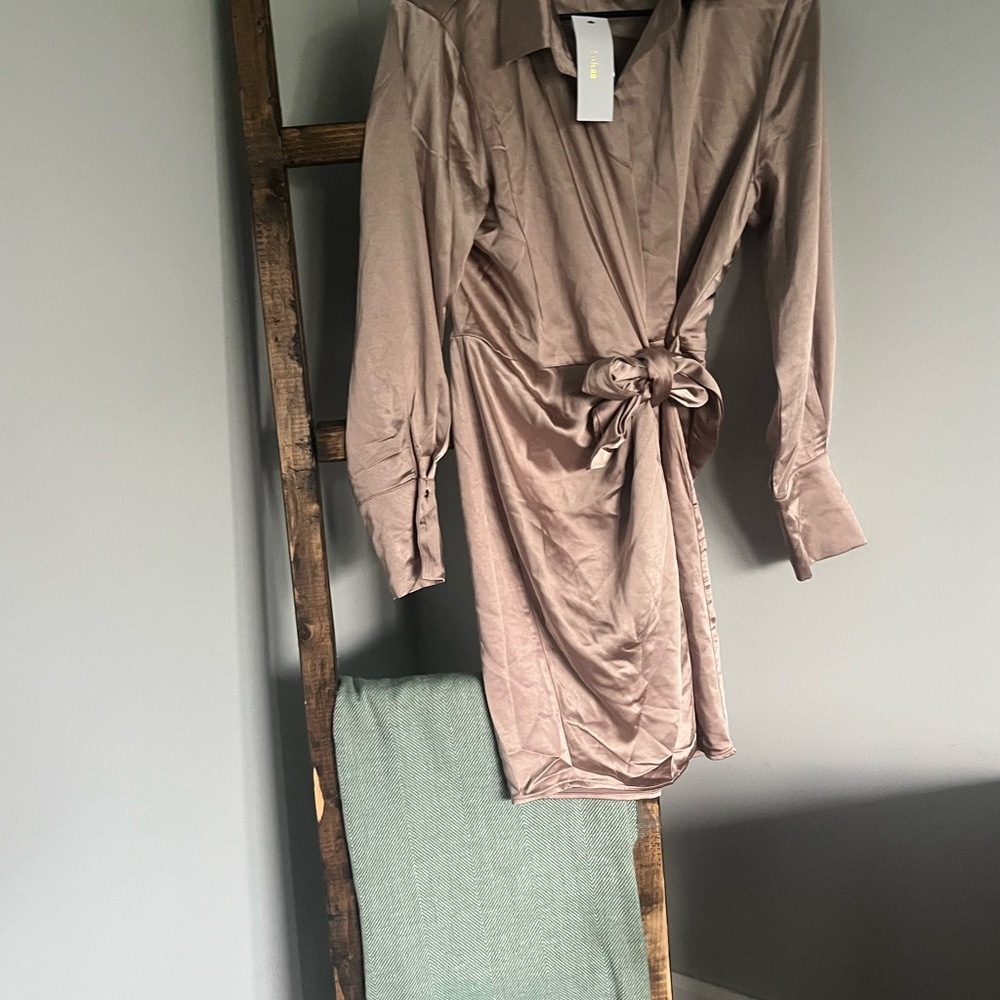 Elegant Taupe Wrap Dress